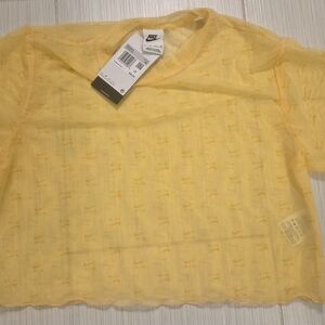 Nike Sheer Mesh Logo Tee in Light Yellow